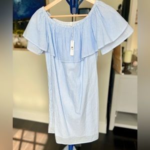 Charming Charlie Ruffle Dress in Blue & White